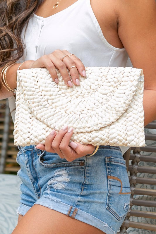 Foldover Straw Clutch