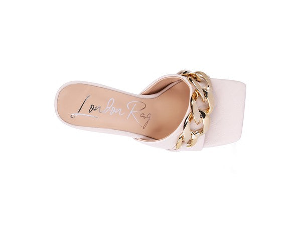 Quilted Metal Chain Sandals