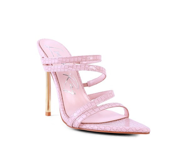 Croc Strappy Metal Heel Sandals