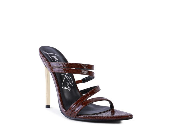 Croc Strappy Metal Heel Sandals