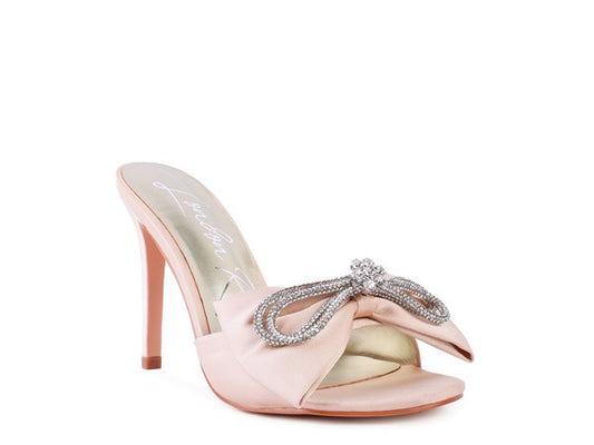 Rhinestone Satin Heels Sandals