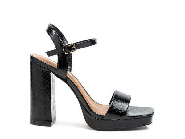 Textured High Block Sandals