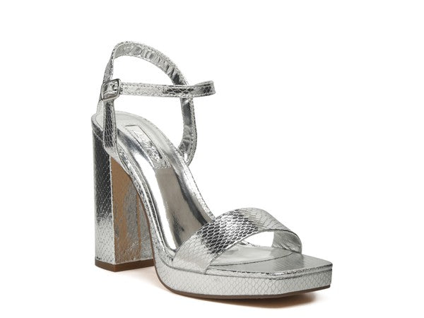 Textured High Block Sandals