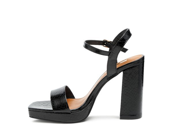 Textured High Block Sandals