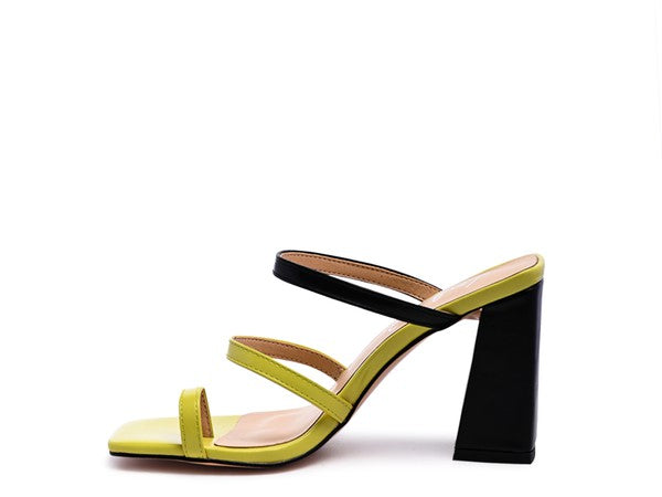 Contrast Strap Block Heel Sandals