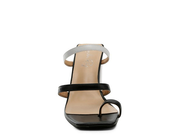 Contrast Strap Block Heel Sandals