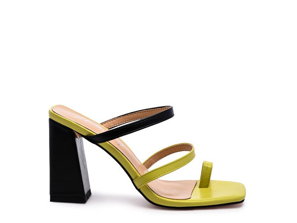 Contrast Strap Block Heel Sandals