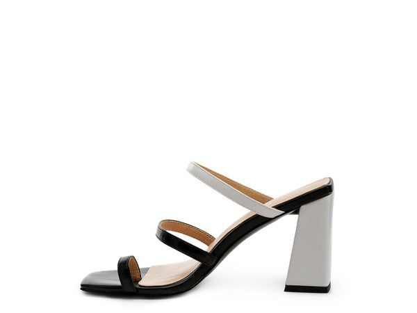 Contrast Strap Block Heel Sandals