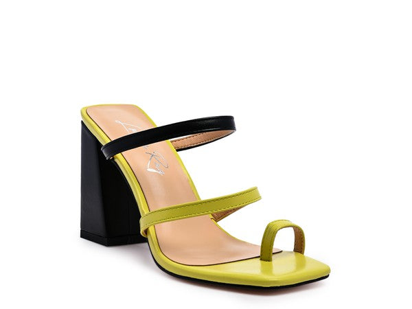 Contrast Strap Block Heel Sandals