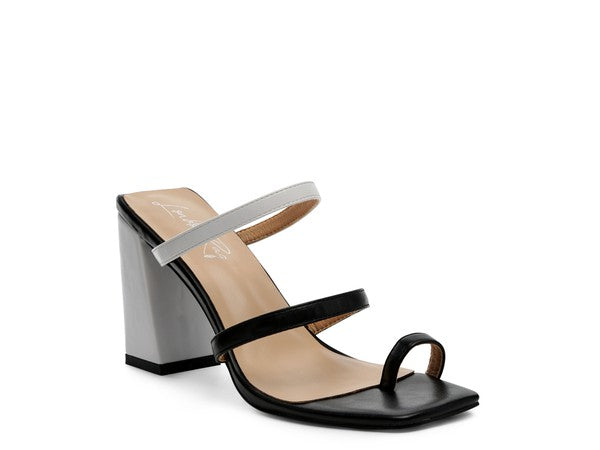 Contrast Strap Block Heel Sandals