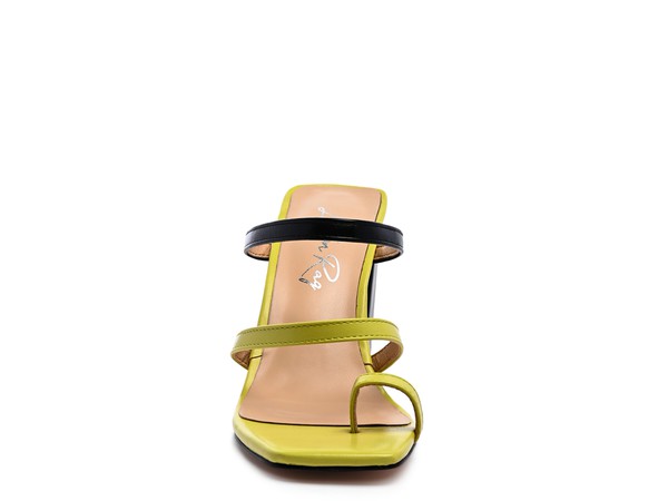 Contrast Strap Block Heel Sandals