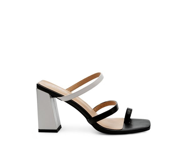 Contrast Strap Block Heel Sandals