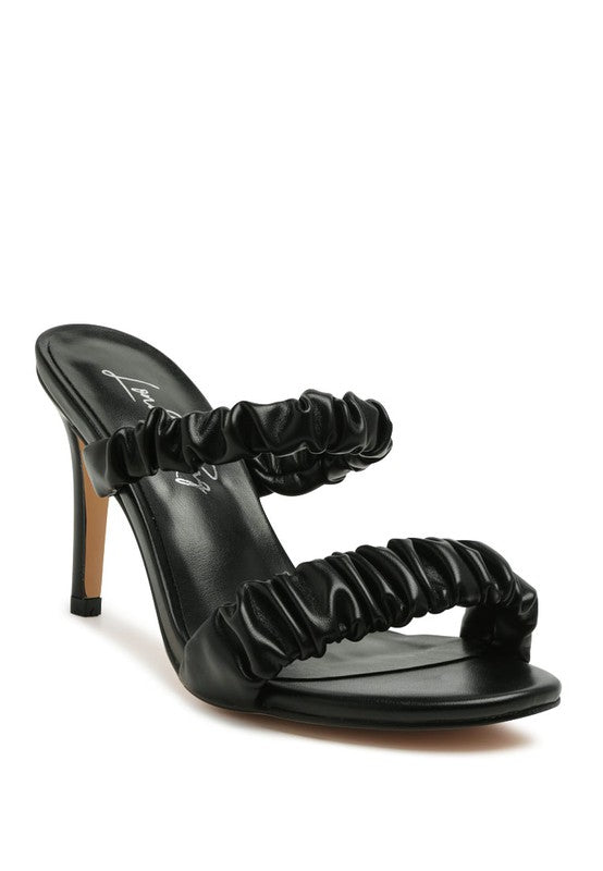 Ruched Strap Stiletto Sandals