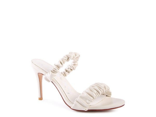 Ruched Strap Stiletto Sandals