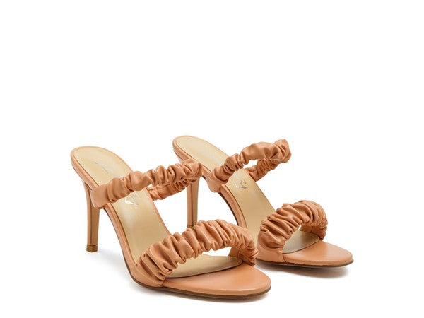 Ruched Strap Stiletto Sandals