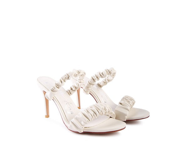 Ruched Strap Stiletto Sandals