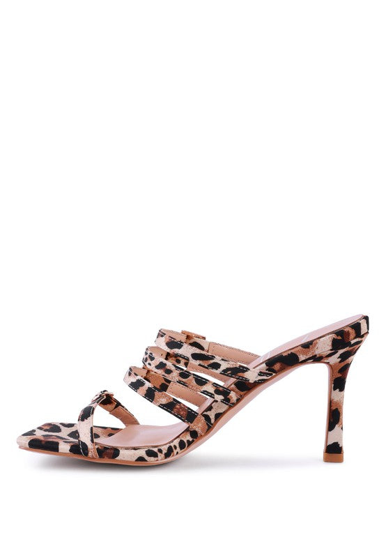 Diamante Buckle Mid Heel Sandals