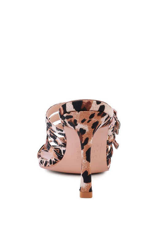 Diamante Buckle Mid Heel Sandals
