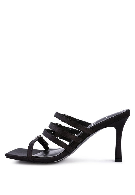 Diamante Buckle Mid Heel Sandals