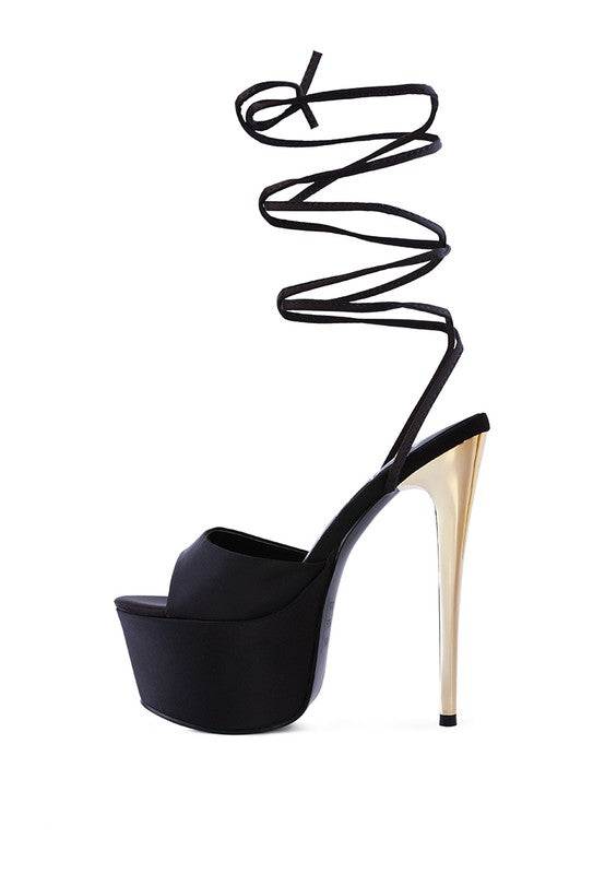 Satin Lace-Up Stiletto Sandals