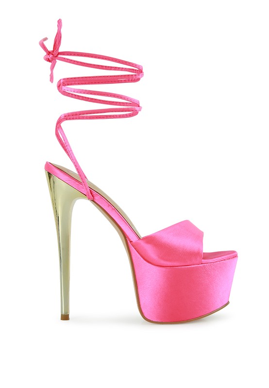 Satin Lace-Up Stiletto Sandals