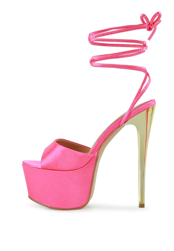 Satin Lace-Up Stiletto Sandals