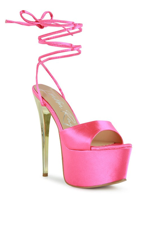 Satin Lace-Up Stiletto Sandals