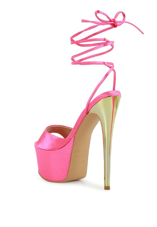Satin Lace-Up Stiletto Sandals