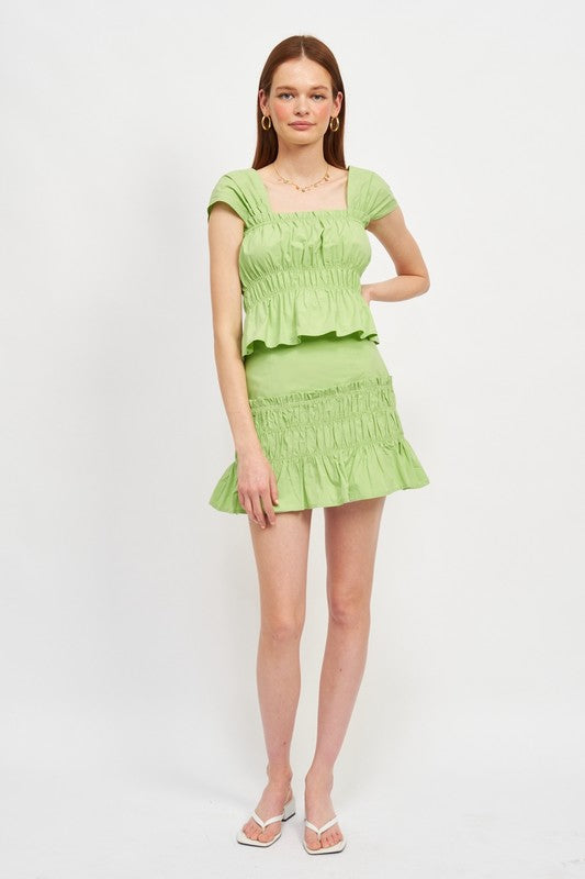 Gathered Mini Skirt