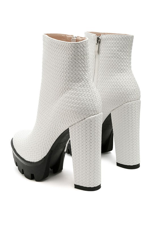 Textured Block Heel Boots