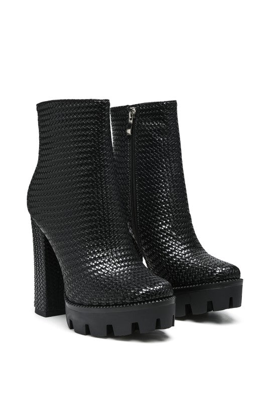 Textured Block Heel Boots