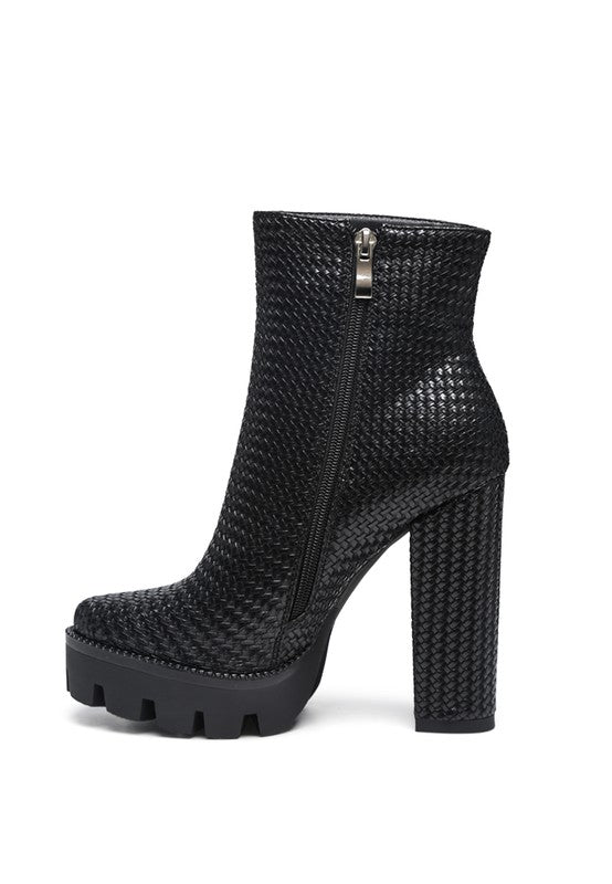 Textured Block Heel Boots