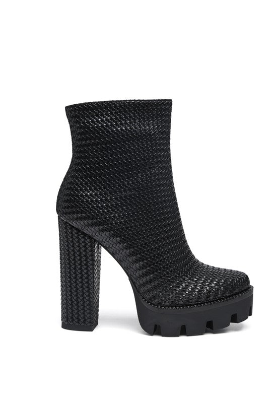 Textured Block Heel Boots