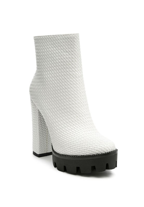 Textured Block Heel Boots