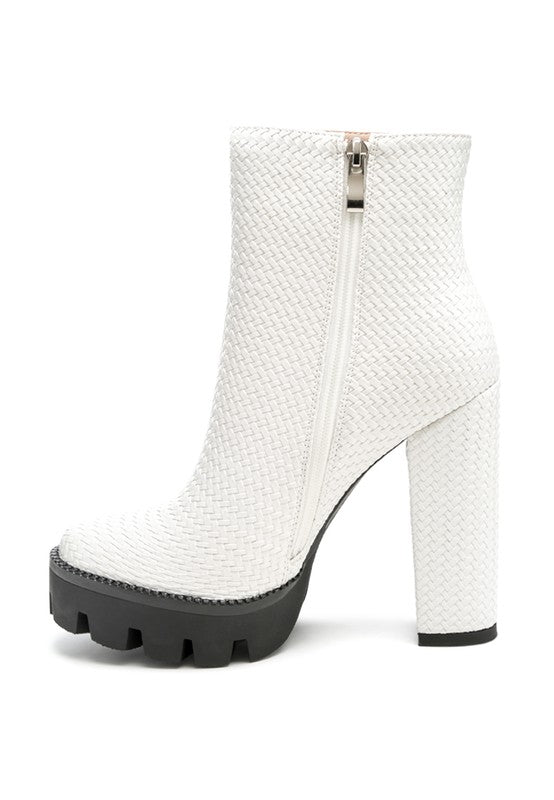 Textured Block Heel Boots