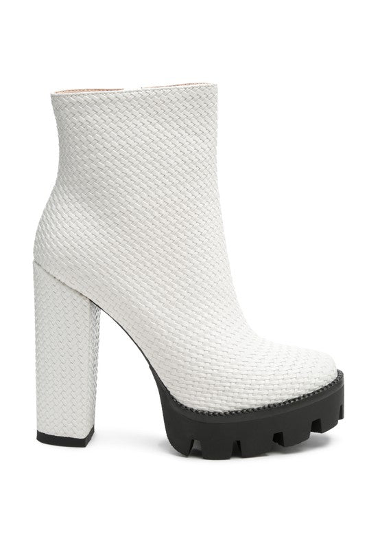 Textured Block Heel Boots