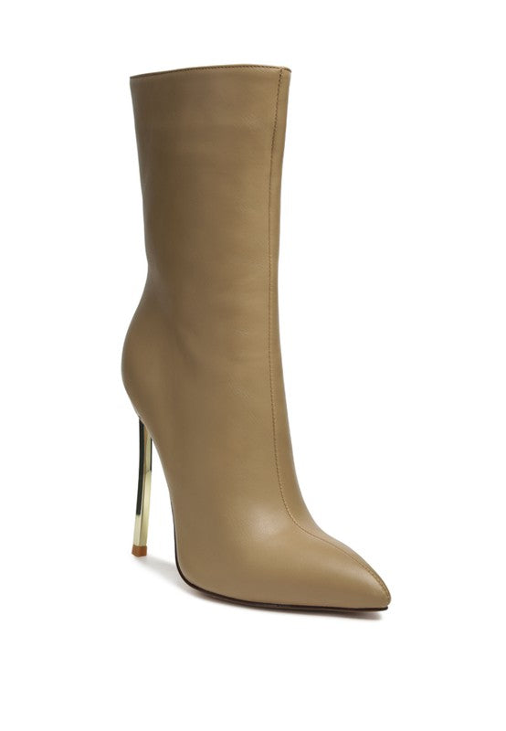 Thin Heel Mid Calf Boots