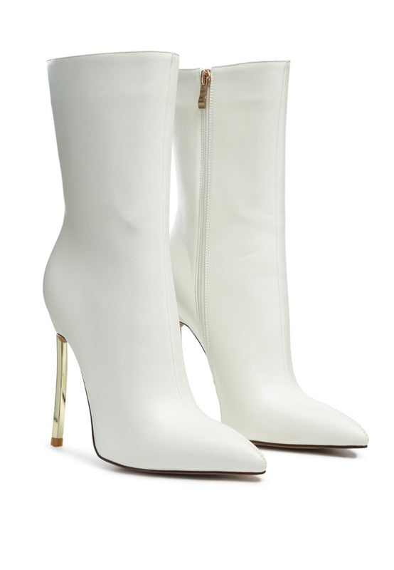 Thin Heel Mid Calf Boots