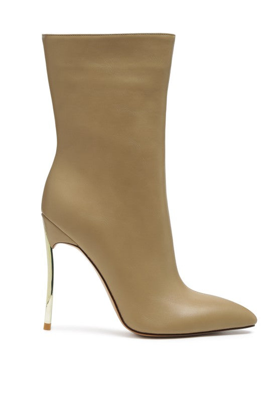 Thin Heel Mid Calf Boots