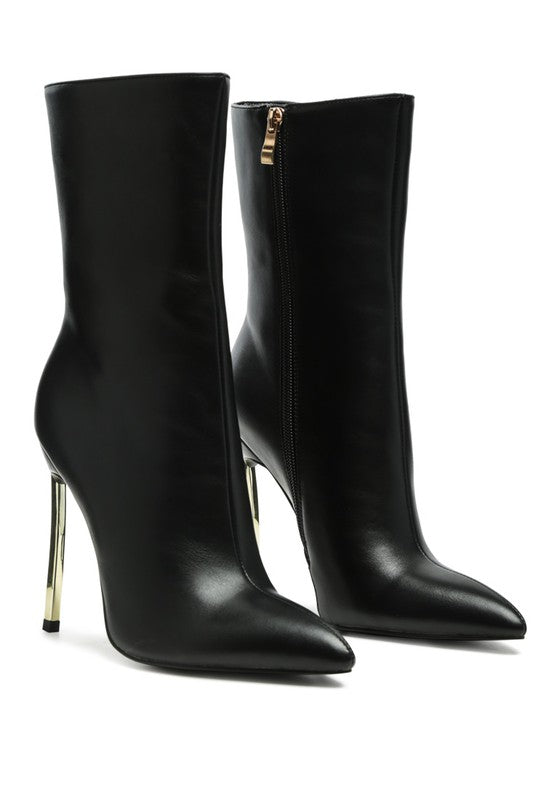 Thin Heel Mid Calf Boots