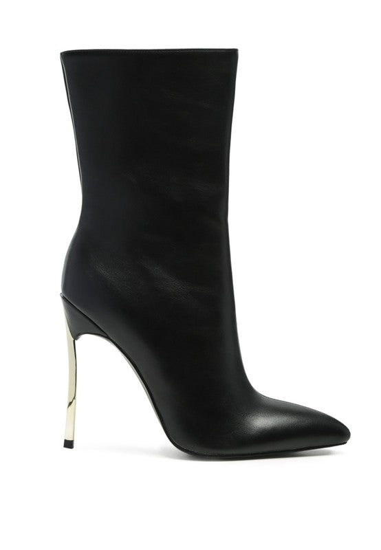 Thin Heel Mid Calf Boots