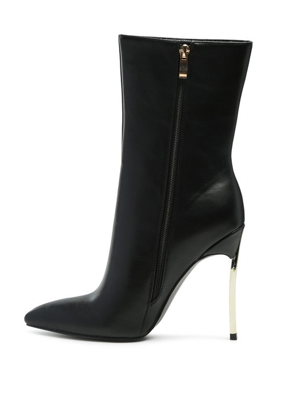 Thin Heel Mid Calf Boots