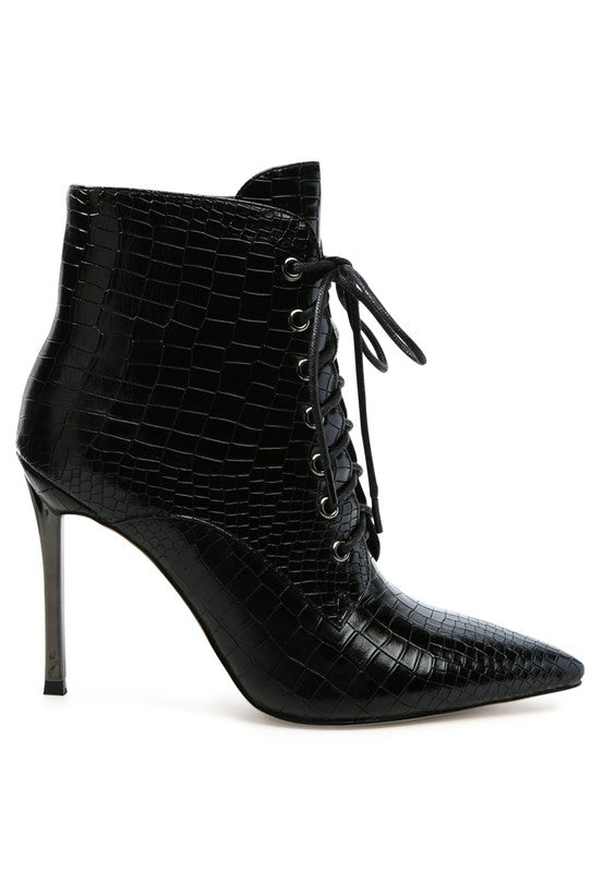 Croc Textured Ankle Booties