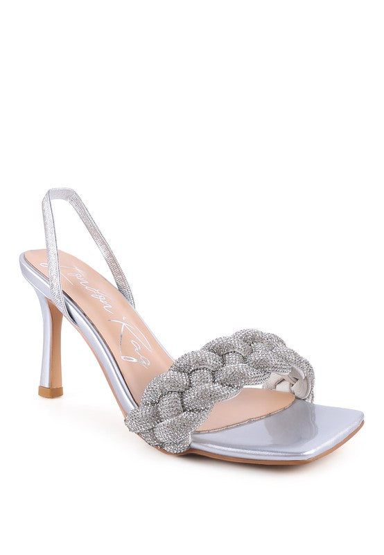 Diamante Braided Strap Sandals