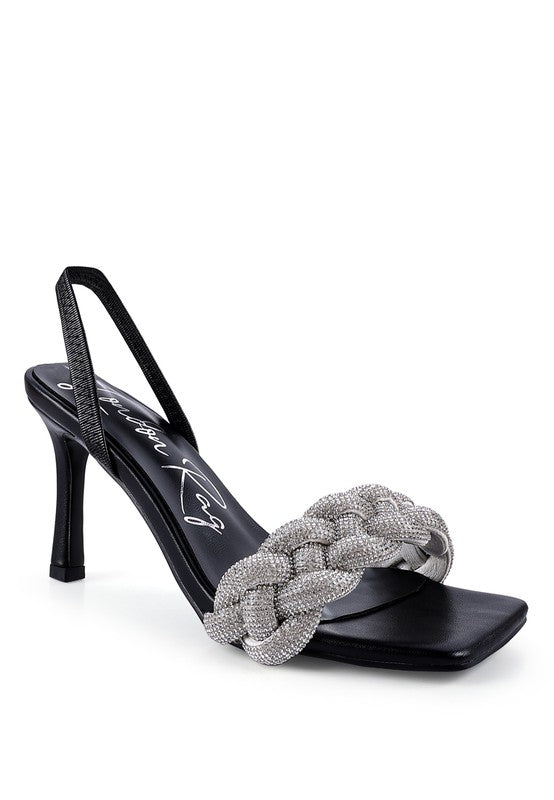 Diamante Braided Strap Sandals