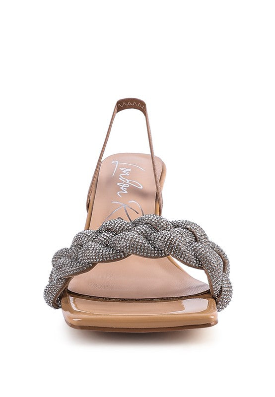 Diamante Braided Strap Sandals