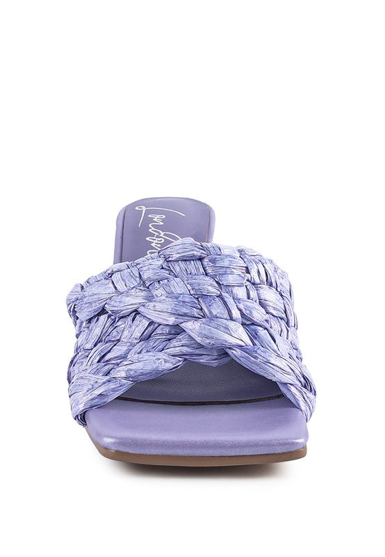 Braided Raffia Block Sandals