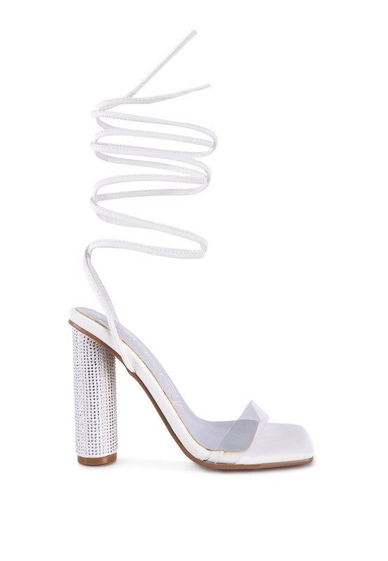 Crystal Diamante Block Heel Sandals