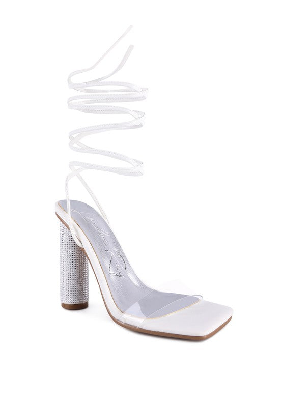 Crystal Diamante Block Heel Sandals