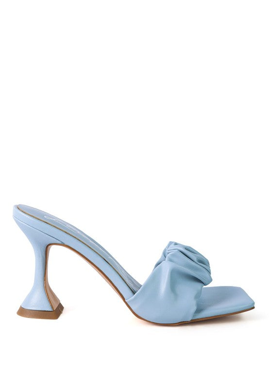 Ruched Strap Spool Heel Sandals